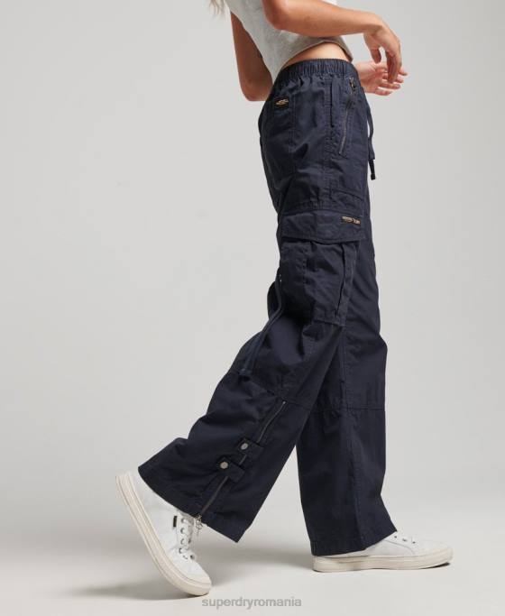 Superdry pantaloni cargo cu talie joasă îmbrăcăminte marina femei JX0Z2103