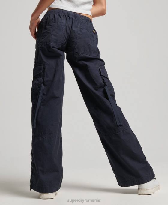 Superdry pantaloni cargo cu talie joasă îmbrăcăminte marina femei JX0Z2103