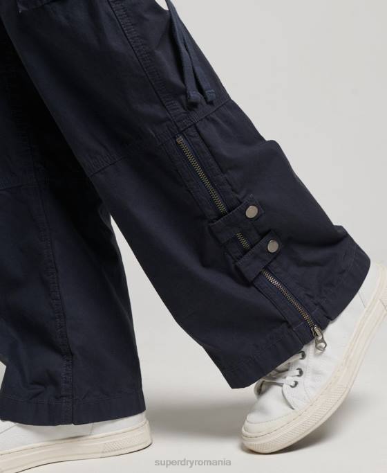Superdry pantaloni cargo cu talie joasă îmbrăcăminte marina femei JX0Z2103
