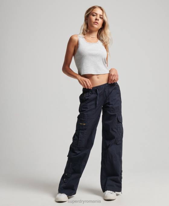 Superdry pantaloni cargo cu talie joasă îmbrăcăminte marina femei JX0Z2103