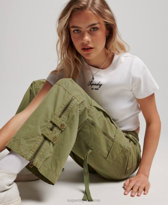 Superdry pantaloni cargo cu talie joasă îmbrăcăminte verde femei JX0Z2015