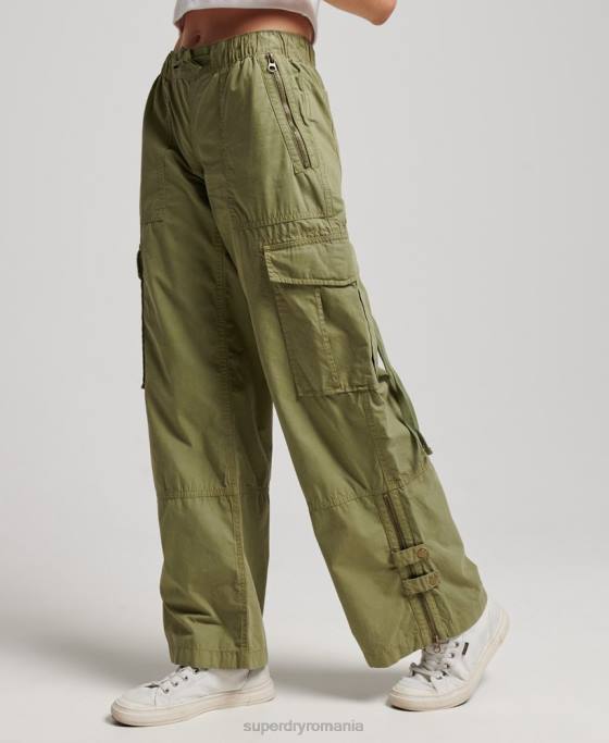 Superdry pantaloni cargo cu talie joasă îmbrăcăminte verde femei JX0Z2015