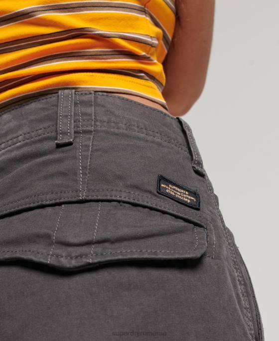 Superdry pantaloni cargo largi din bumbac organic îmbrăcăminte gri inchis femei JX0Z2589