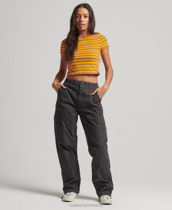 Superdry pantaloni cargo largi din bumbac organic îmbrăcăminte gri inchis femei JX0Z2589