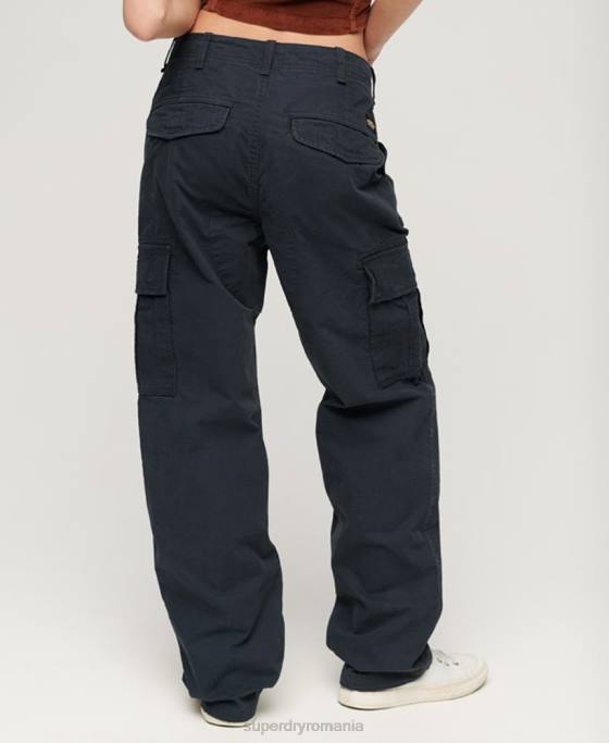 Superdry pantaloni cargo largi din bumbac organic îmbrăcăminte marina femei JX0Z2566