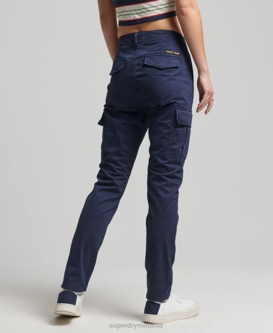 Superdry pantaloni cargo subțiri din bumbac organic îmbrăcăminte marina femei JX0Z6512
