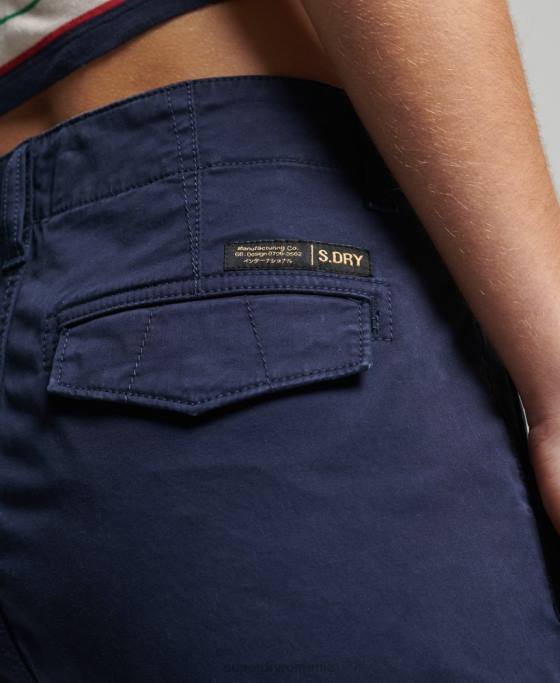 Superdry pantaloni cargo subțiri din bumbac organic îmbrăcăminte marina femei JX0Z6512