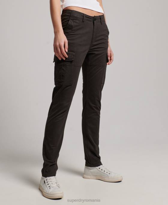 Superdry pantaloni cargo subțiri din bumbac organic îmbrăcăminte negru femei JX0Z2581