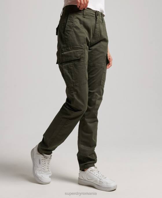 Superdry pantaloni cargo subțiri din bumbac organic îmbrăcăminte verde femei JX0Z2574