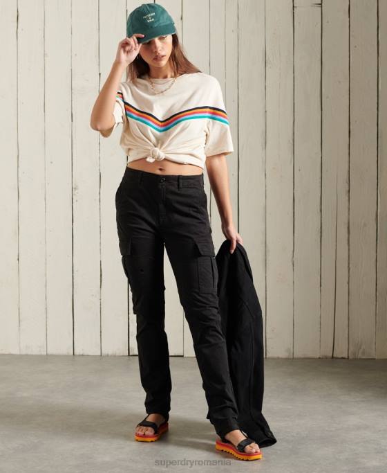 Superdry pantaloni cargo subțiri îmbrăcăminte negru femei JX0Z2606