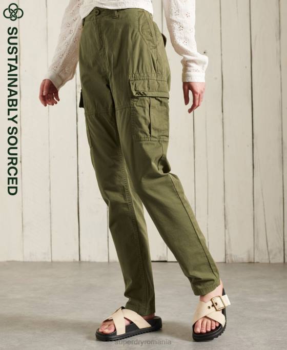 Superdry pantaloni cargo subțiri îmbrăcăminte verde femei JX0Z2605