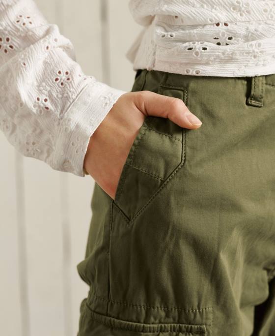 Superdry pantaloni cargo subțiri îmbrăcăminte verde femei JX0Z2605