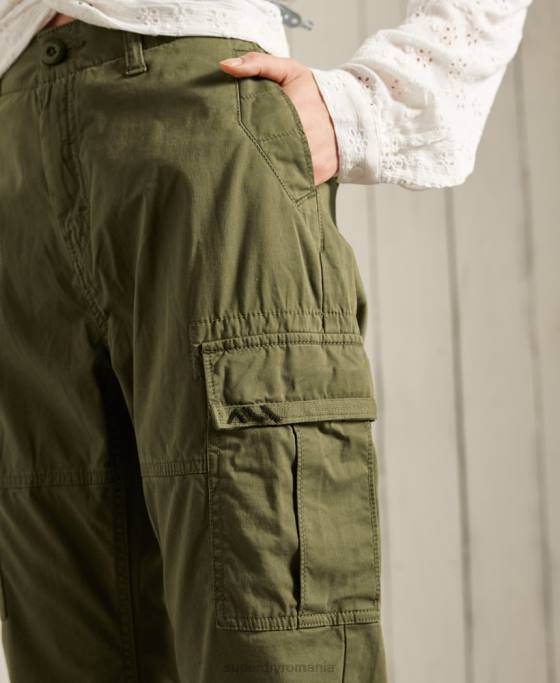 Superdry pantaloni cargo subțiri îmbrăcăminte verde femei JX0Z2605