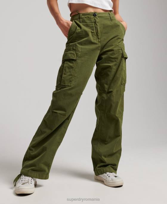 Superdry pantaloni cargo vintage cu talie joasă îmbrăcăminte verde femei JX0Z2038