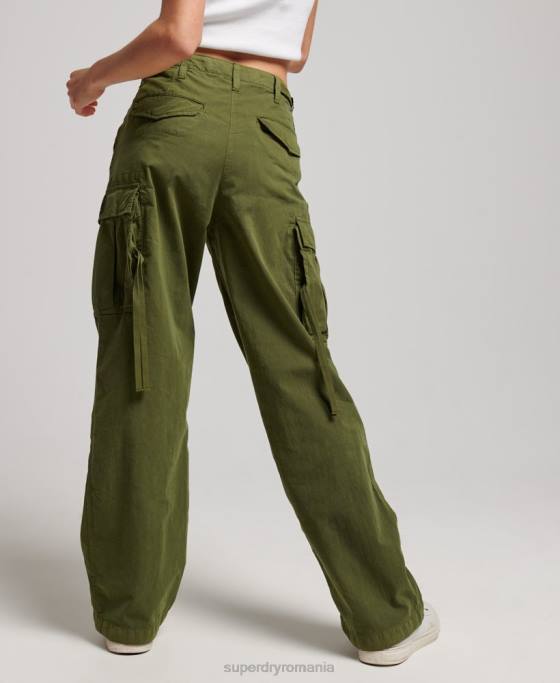 Superdry pantaloni cargo vintage cu talie joasă îmbrăcăminte verde femei JX0Z2038