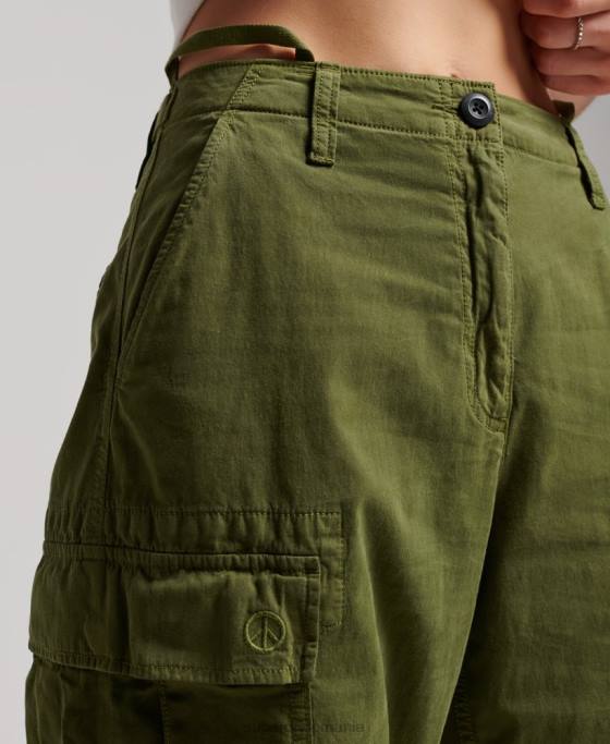 Superdry pantaloni cargo vintage cu talie joasă îmbrăcăminte verde femei JX0Z2038