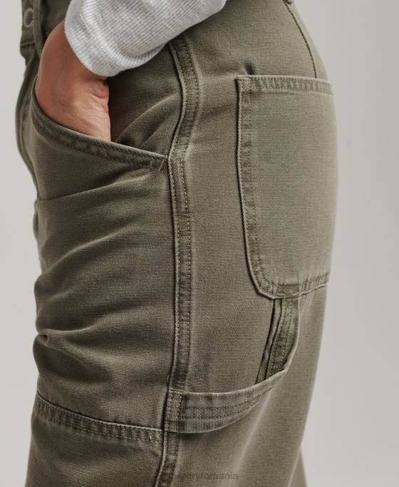 Superdry pantaloni de dulgher cu picioare late îmbrăcăminte kaki femei JX0Z2583