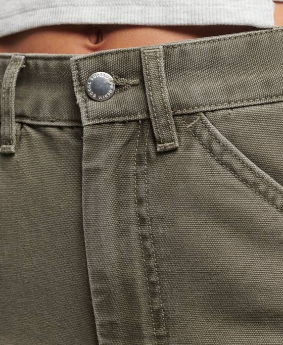 Superdry pantaloni de dulgher cu picioare late îmbrăcăminte kaki femei JX0Z2583