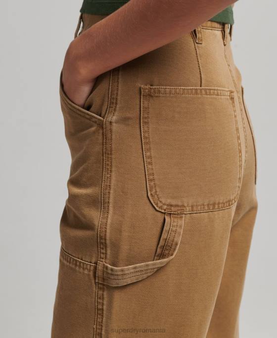 Superdry pantaloni de dulgher cu picioare late îmbrăcăminte maro femei JX0Z2578