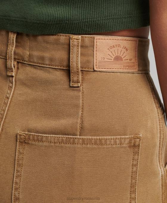 Superdry pantaloni de dulgher cu picioare late îmbrăcăminte maro femei JX0Z2578