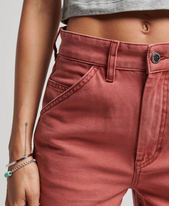 Superdry pantaloni de dulgher cu picioare late îmbrăcăminte roșu femei JX0Z2575