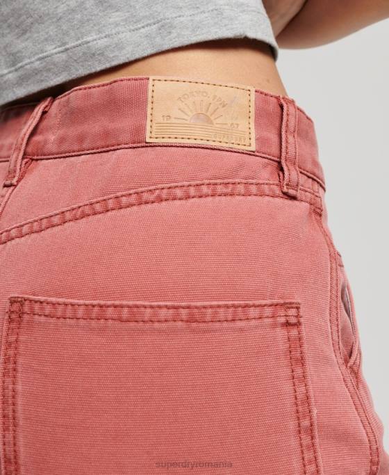 Superdry pantaloni de dulgher cu picioare late îmbrăcăminte roșu femei JX0Z2575