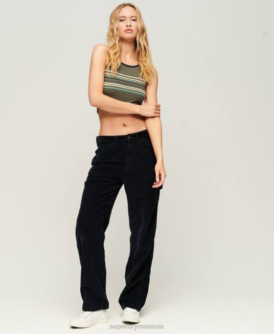 Superdry pantaloni de dulgher snur îmbrăcăminte marina femei JX0Z2594