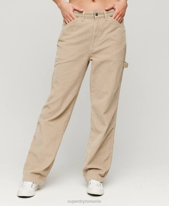 Superdry pantaloni de dulgher snur îmbrăcăminte maro femei JX0Z2565