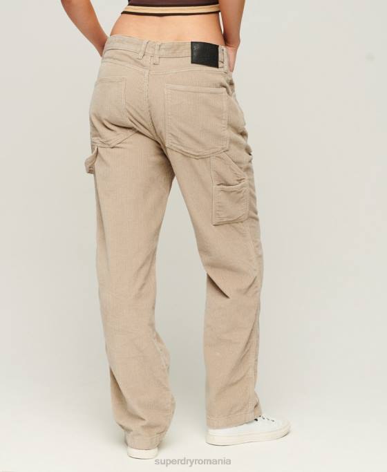 Superdry pantaloni de dulgher snur îmbrăcăminte maro femei JX0Z2565