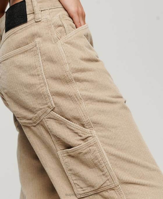 Superdry pantaloni de dulgher snur îmbrăcăminte maro femei JX0Z2565