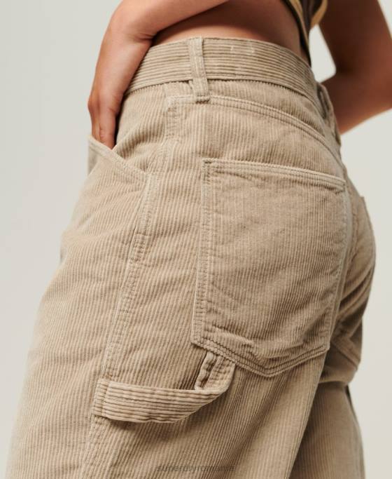 Superdry pantaloni de dulgher snur îmbrăcăminte maro femei JX0Z2565