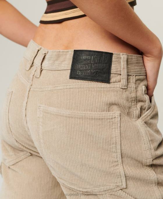 Superdry pantaloni de dulgher snur îmbrăcăminte maro femei JX0Z2565