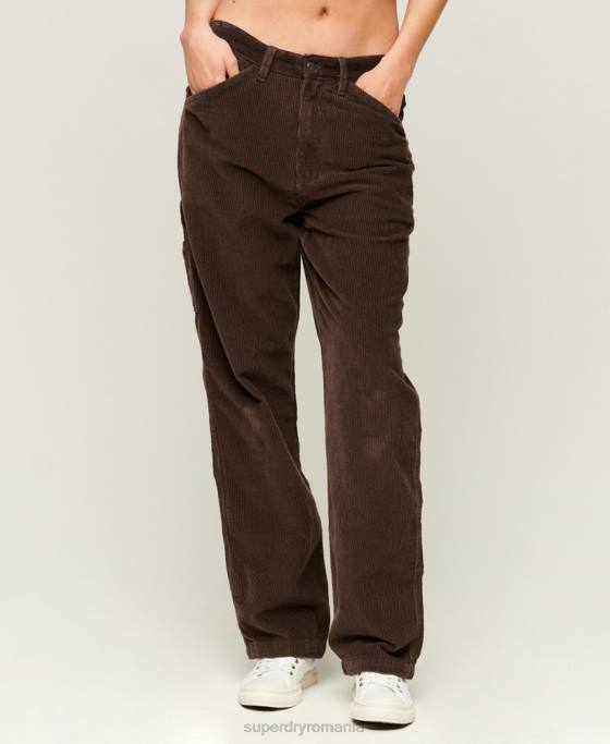 Superdry pantaloni de dulgher snur îmbrăcăminte maro femei JX0Z2568