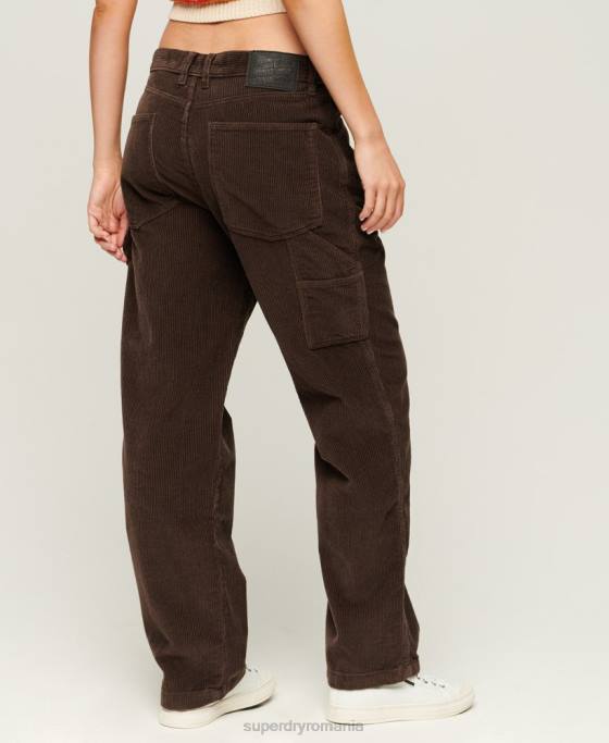 Superdry pantaloni de dulgher snur îmbrăcăminte maro femei JX0Z2568