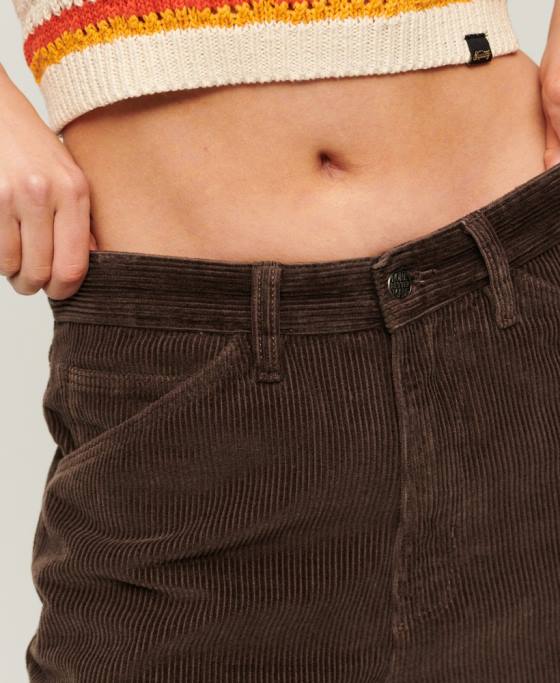 Superdry pantaloni de dulgher snur îmbrăcăminte maro femei JX0Z2568