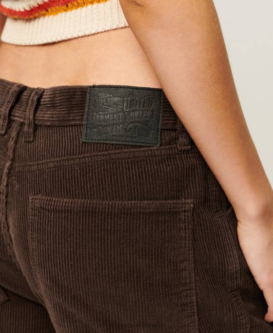 Superdry pantaloni de dulgher snur îmbrăcăminte maro femei JX0Z2568