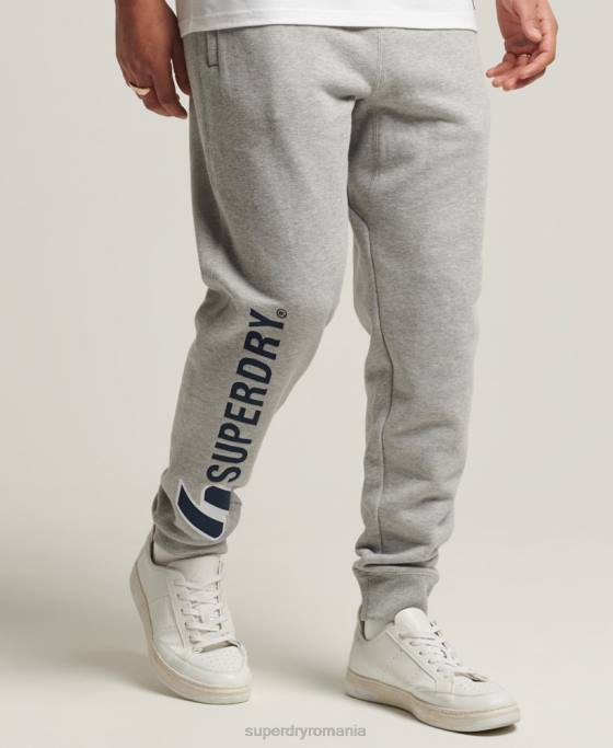 Superdry pantaloni de jogging aplicați îmbrăcăminte gri bărbați JX0Z6369