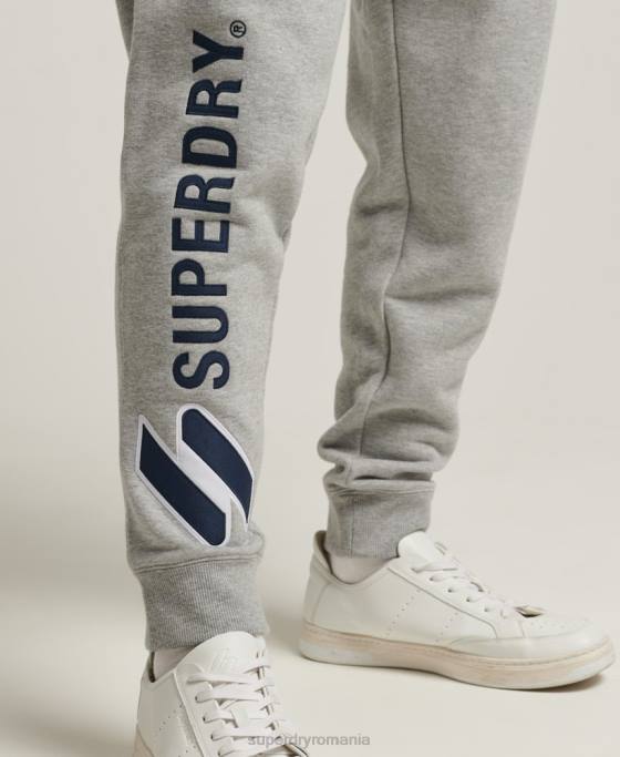 Superdry pantaloni de jogging aplicați îmbrăcăminte gri bărbați JX0Z6369