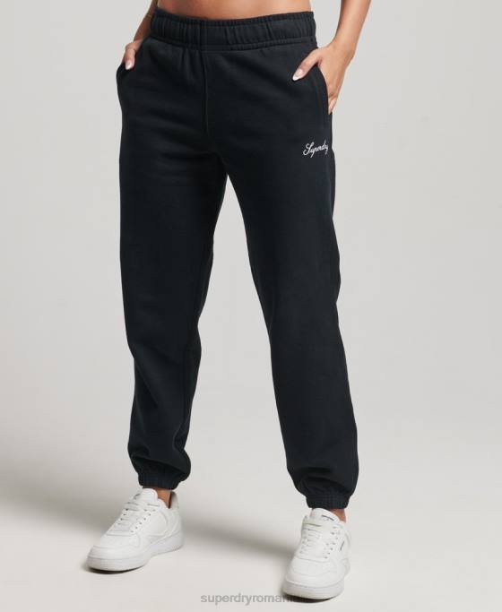 Superdry pantaloni de jogging brodați boyfriend heritage îmbrăcăminte negru femei JX0Z6602