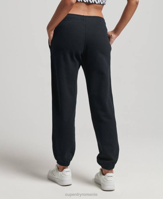 Superdry pantaloni de jogging brodați boyfriend heritage îmbrăcăminte negru femei JX0Z6602