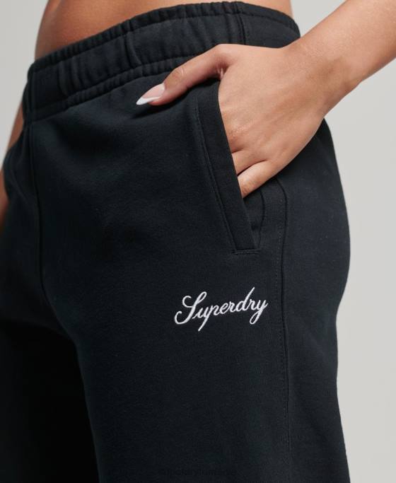 Superdry pantaloni de jogging brodați boyfriend heritage îmbrăcăminte negru femei JX0Z6602