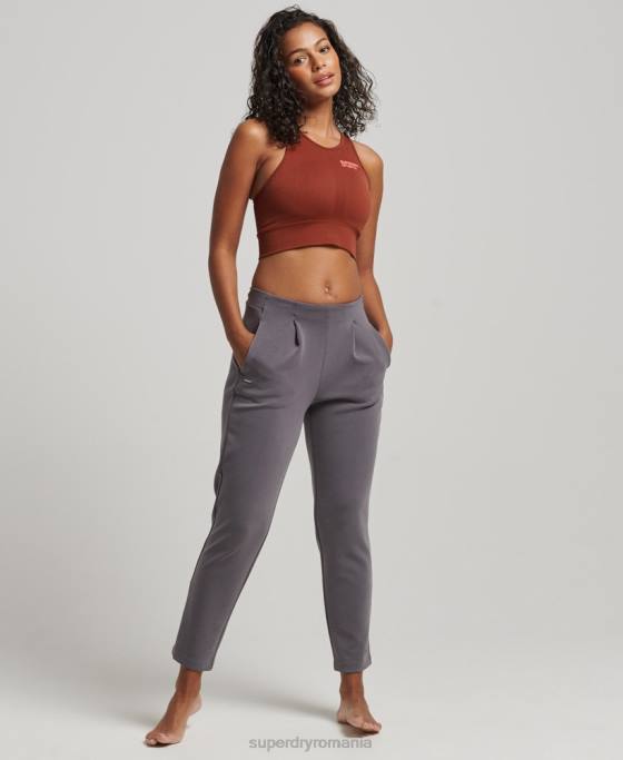 Superdry pantaloni de jogging croiți flex îmbrăcăminte gri femei JX0Z3919