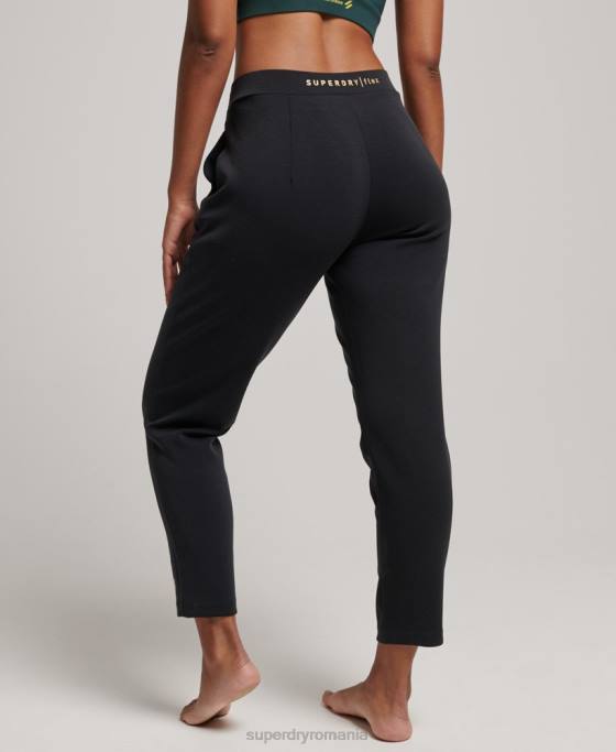 Superdry pantaloni de jogging croiți flex îmbrăcăminte negru femei JX0Z3923