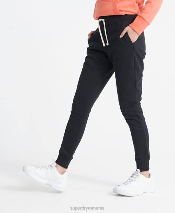 Superdry pantaloni de jogging cu etichetă standard din bumbac organic îmbrăcăminte negru femei JX0Z3941