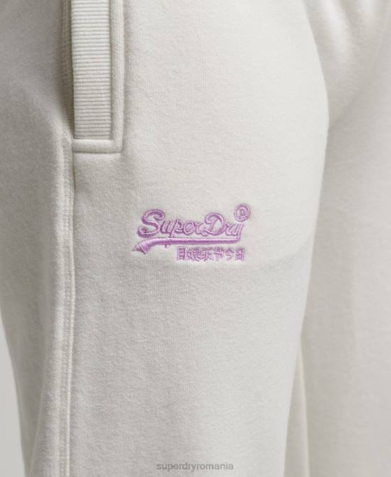 Superdry pantaloni de jogging cu logo vintage brodat îmbrăcăminte alb femei JX0Z2308