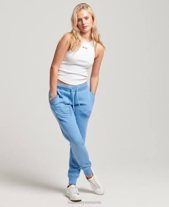 Superdry pantaloni de jogging cu logo vintage brodat îmbrăcăminte albastru femei JX0Z2265