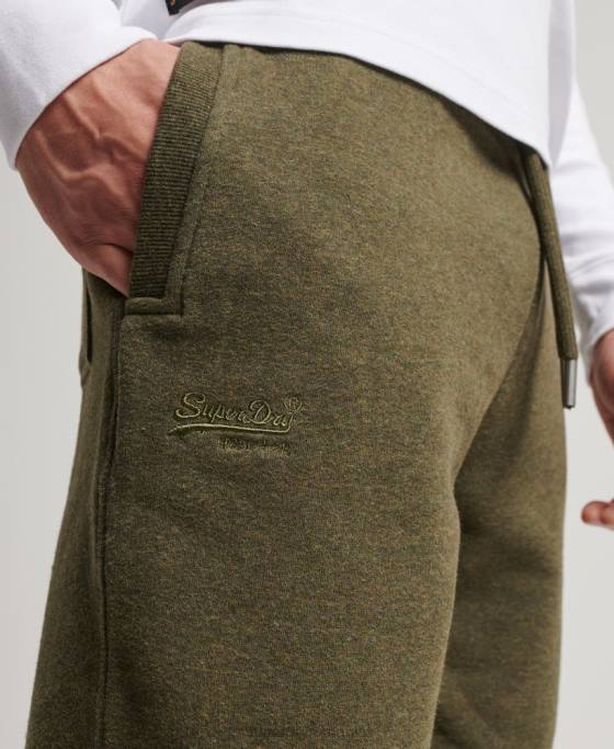 Superdry pantaloni de jogging cu logo vintage brodat îmbrăcăminte kaki bărbați JX0Z6468