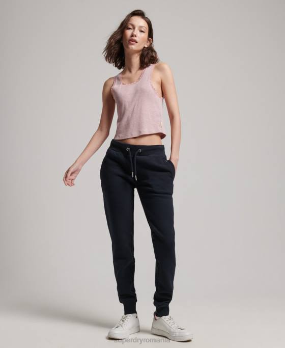 Superdry pantaloni de jogging cu logo vintage brodat îmbrăcăminte marina femei JX0Z3906