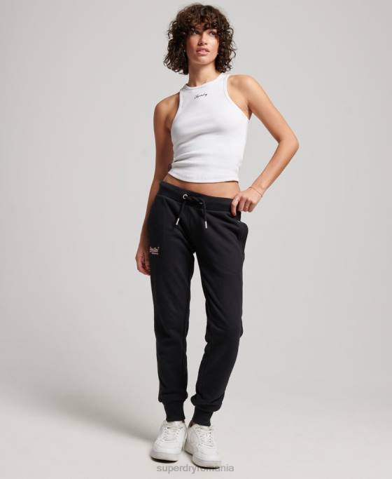 Superdry pantaloni de jogging cu logo vintage brodat îmbrăcăminte negru femei JX0Z3903