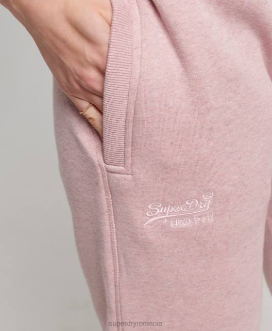 Superdry pantaloni de jogging cu logo vintage brodat îmbrăcăminte roz femei JX0Z3911